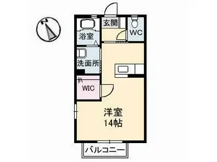 タートルテイル(ワンルーム/2階)の間取り写真