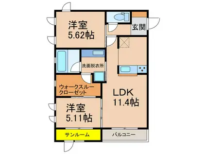 FERIO笠之原(2LDK/1階)の間取り写真