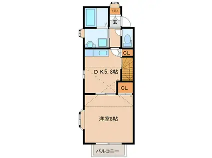 クライス有祉館(1DK/1階)の間取り写真