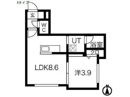 グランマーチ中島公園(1LDK/4階)の間取り写真