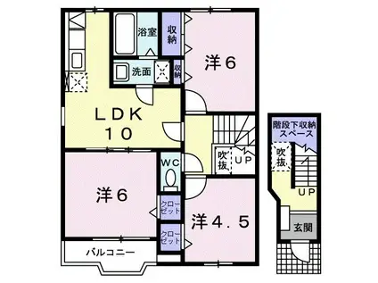 アンソレイエI(3LDK/2階)の間取り写真