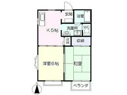 セジュールK(2K/2階)の間取り写真