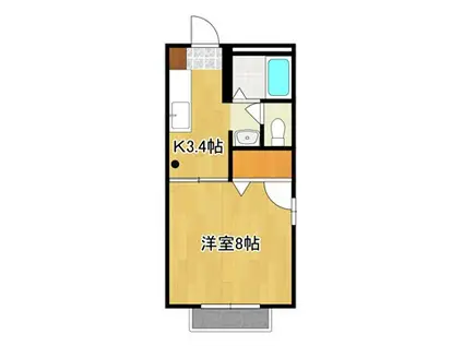 クリーンやまなみ A棟(1K/1階)の間取り写真