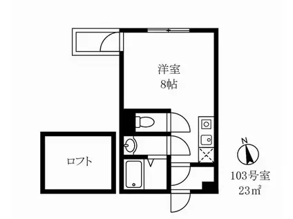 ヨコハマフォーチュンクッキー(ワンルーム/1階)の間取り写真
