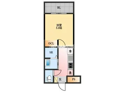 デ・クメール寺町通(1K/7階)の間取り写真