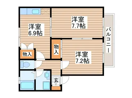 ガーデンタウンB(2DK/2階)の間取り写真