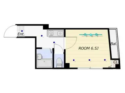 ル・パラ九条(1K/3階)の間取り写真