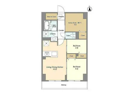 ドゥーエ尾久(2SLDK/2階)の間取り写真