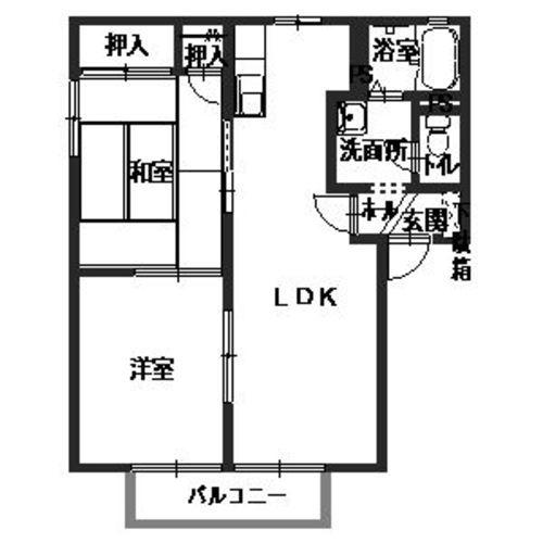 グランドゥール輝(2LDK/2階)の間取り写真