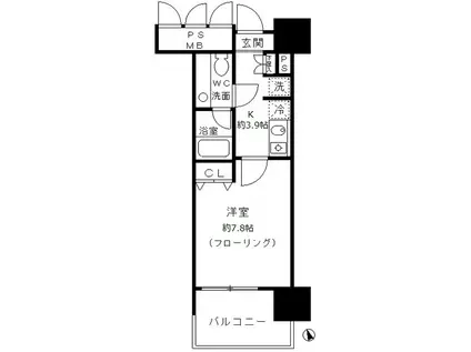 フォンテーヌ芝浦(1K/13階)の間取り写真