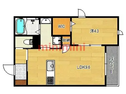 リガーレ主原(1LDK/2階)の間取り写真