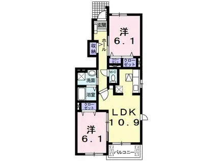 アルコ バレーノI(2LDK/1階)の間取り写真