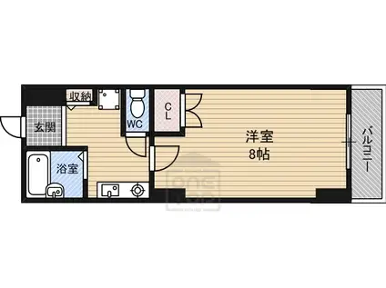 グランヴェルデ緑地(1K/1階)の間取り写真