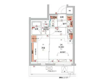 ベルグレードSI(1DK/4階)の間取り写真