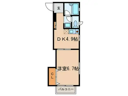 サニーパークサイド(1DK/3階)の間取り写真