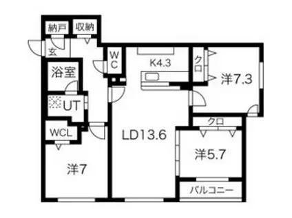 ミル・グランデ(3LDK/3階)の間取り写真