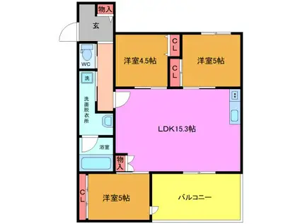 プランドール南流山(3LDK/1階)の間取り写真