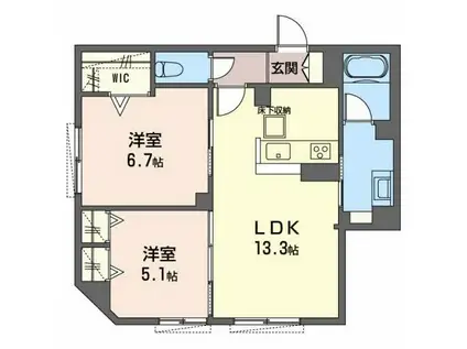 SHA MAISON NICASIO行基(2LDK/1階)の間取り写真