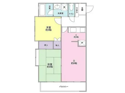 ＪＲ山手線 西日暮里駅 徒歩4分 4階建 築35年(2DK/2階)の間取り写真