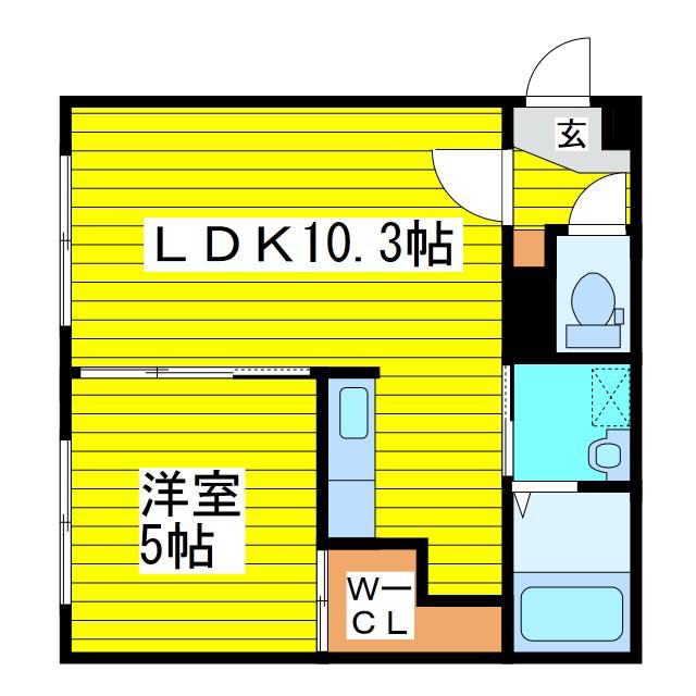 アルス新道東(1LDK/2階)の間取り写真