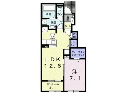 ミルレ クラージュ III(1LDK/1階)の間取り写真