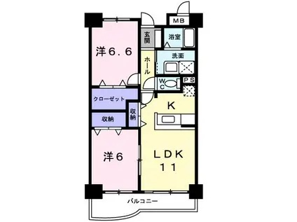 マンショングランデカナバ(2LDK/2階)の間取り写真