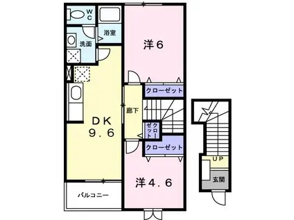 ピュアヒルズ(2DK/2階)の間取り写真