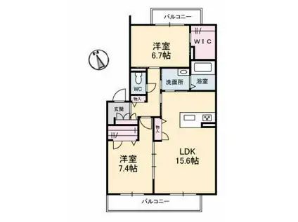 エメラルドパレス(2LDK/3階)の間取り写真