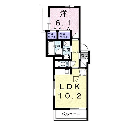 CERNE西宮(1LDK/1階)の間取り写真