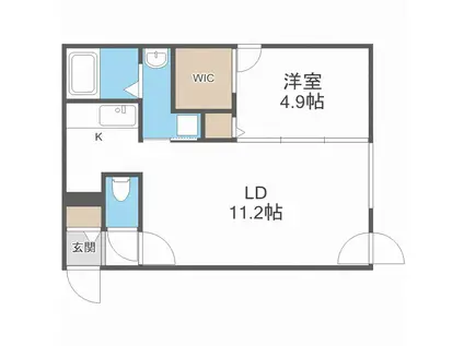 地下鉄東豊線 元町駅(札幌) 徒歩7分 5階建 築5年(1LDK/4階)の間取り写真