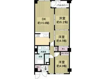 アトリエコート(3LDK/3階)の間取り写真