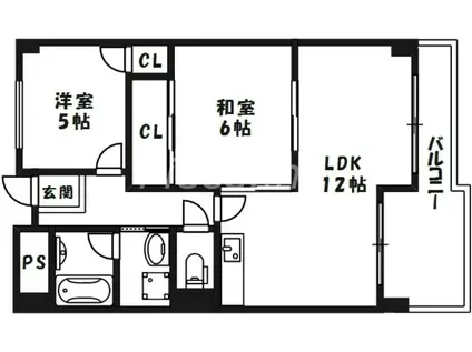 メゾンエルミタージュ(2LDK/11階)の間取り写真