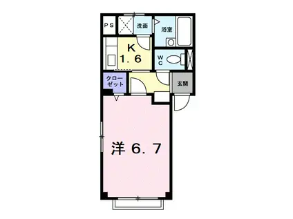 メイプルヒルIV(1K/2階)の間取り写真