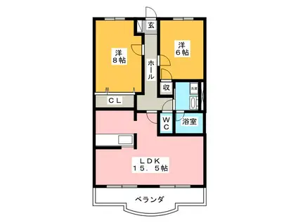 アムールアドニス(2LDK/3階)の間取り写真