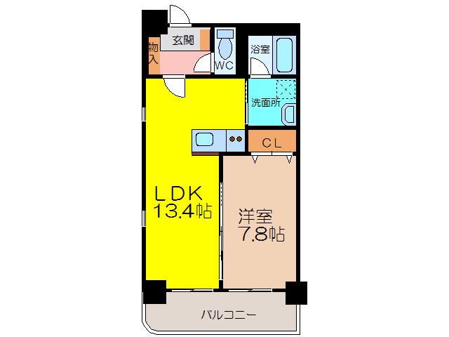 YSENレジデンス神園(1LDK/5階)の間取り写真