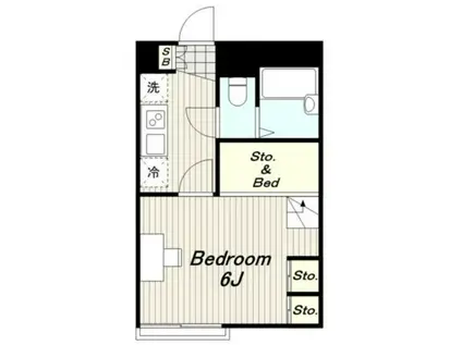 レオパレス多摩ハッピーランド(1K/1階)の間取り写真