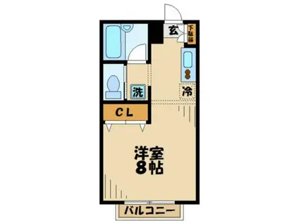 コーポリリー(1K/2階)の間取り写真