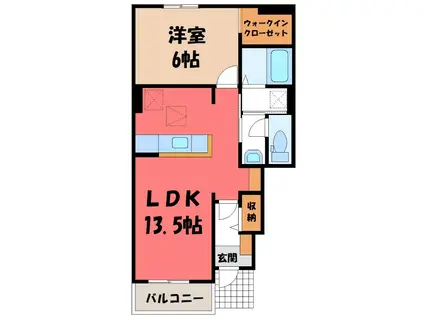 ナリッシュIII(1LDK/1階)の間取り写真