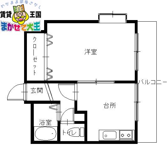 カインドI(1DK/4階)の間取り写真