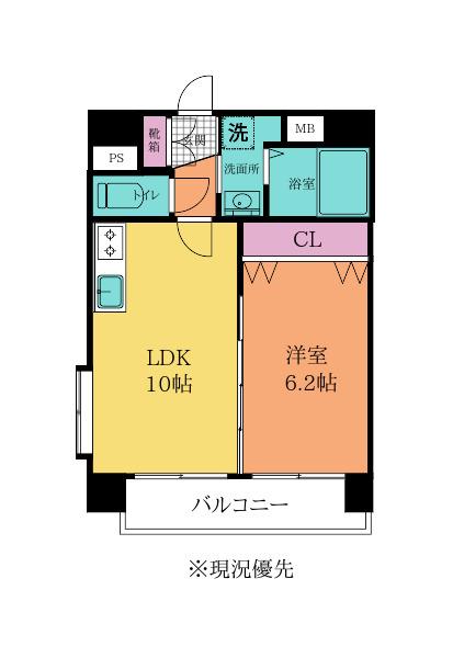 FORTUNATE砂津(1LDK/3階)の間取り写真