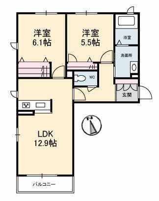 バースストーントパーズ(2LDK/2階)の間取り写真