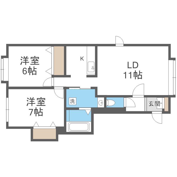 ZERMATT(2LDK/3階)の間取り写真