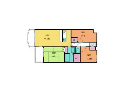 フィールド・サン(3LDK/4階)の間取り写真