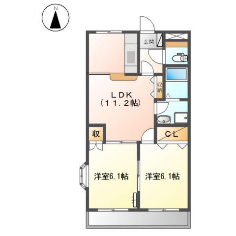 ファミーユ(2LDK/2階)の間取り写真