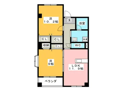 ラメール デトワール(2LDK/3階)の間取り写真