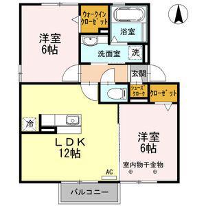 カピオン門間(2LDK/2階)の間取り写真