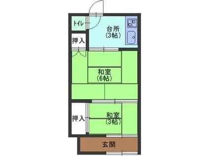 千本北2丁目水野アパート(2K/1階)の間取り写真