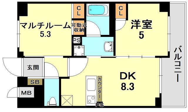 エステムプラザ神戸西IVインフィニティ(1SDK/5階)の間取り写真
