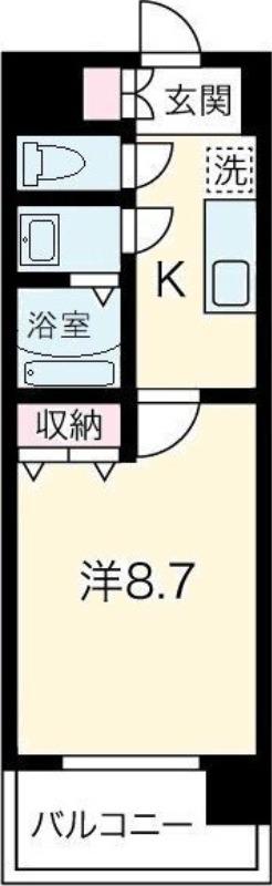アーバンフラッツ長町(1K/6階)の間取り写真