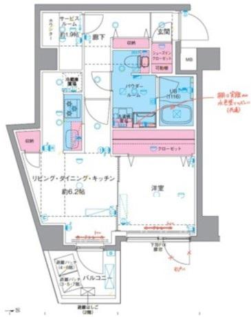 ジェノヴィア東向島IV(1SLDK/4階)の間取り写真